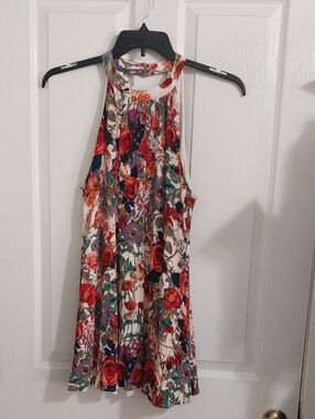 In The Beginning Sz M Floral Dress Multicolor Garden Print